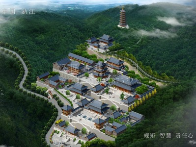 广东龙王寺古建规划设计布局图